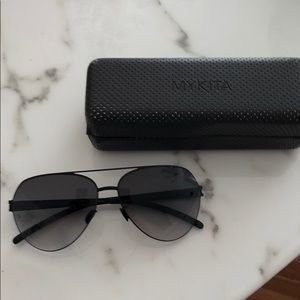 Mykita Black Aviator Sunglasses